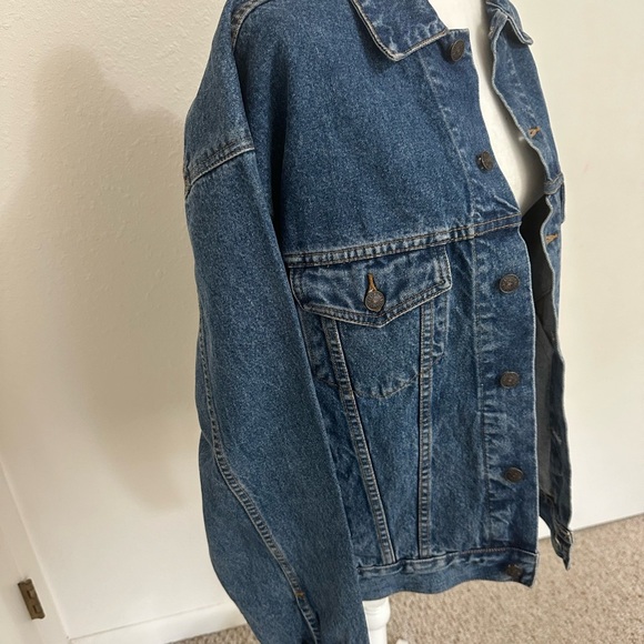 Brighton Embroidered Heart Patch Denim Jacket Sz M Oversized - Picture 5 of 12